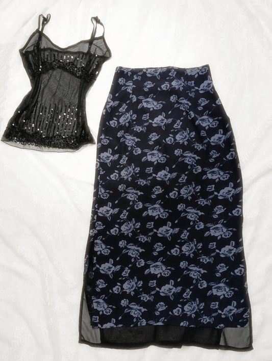 Whimsical Floral Maxi Skirt ˚☽˚.⋆