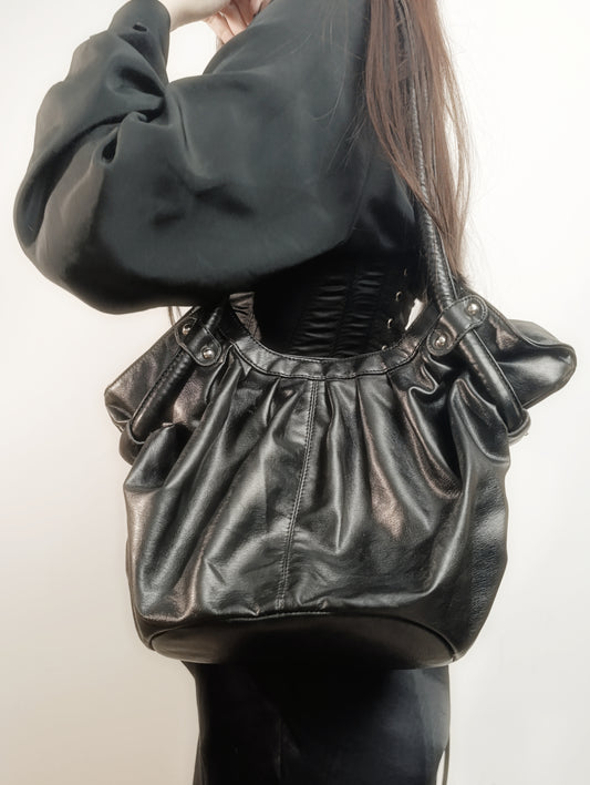 Black Faux-Leather Bag 𓆩♱𓆪