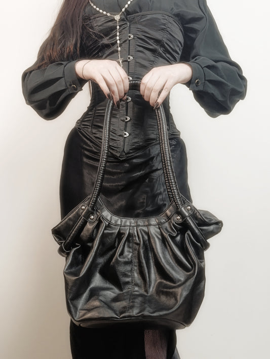 Black Faux-Leather Bag 𓆩♱𓆪