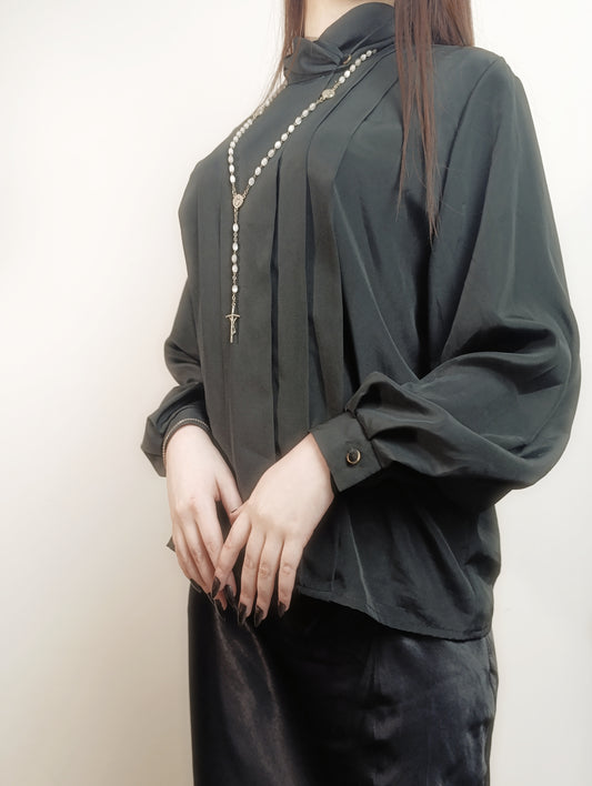 Vintage High-Collar Blouse with Puffy Sleeves ⋆☥⋆