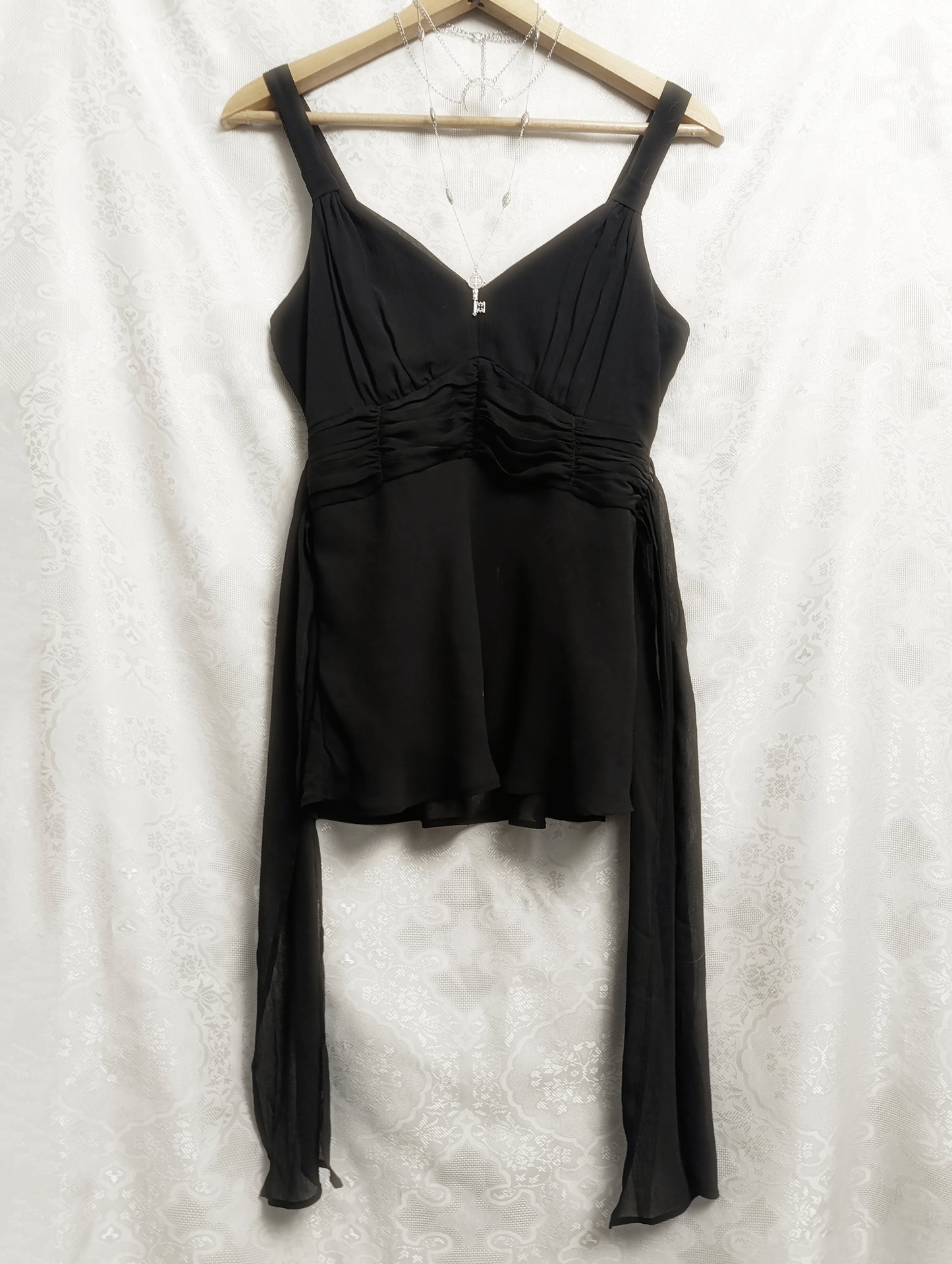 Black Mesh Tie Back Top ⛦