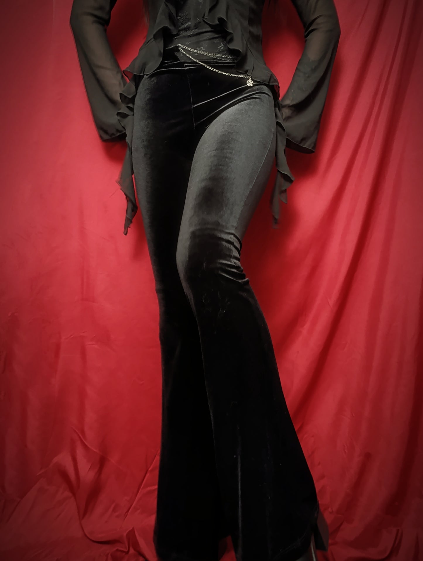 Velvet BellBottoms with Pentagram Chain ⛦