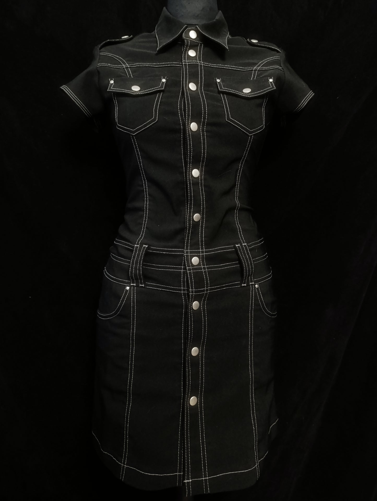 Contrast Stitch Dress 𖤐⭒๋࣭