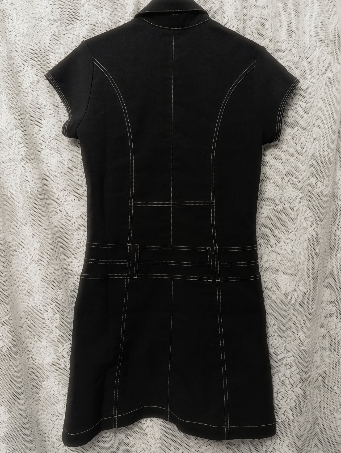 Contrast Stitch Dress 𖤐⭒๋࣭