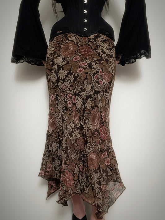Floral Asymmetrical Skirt 𖤐⭒๋࣭