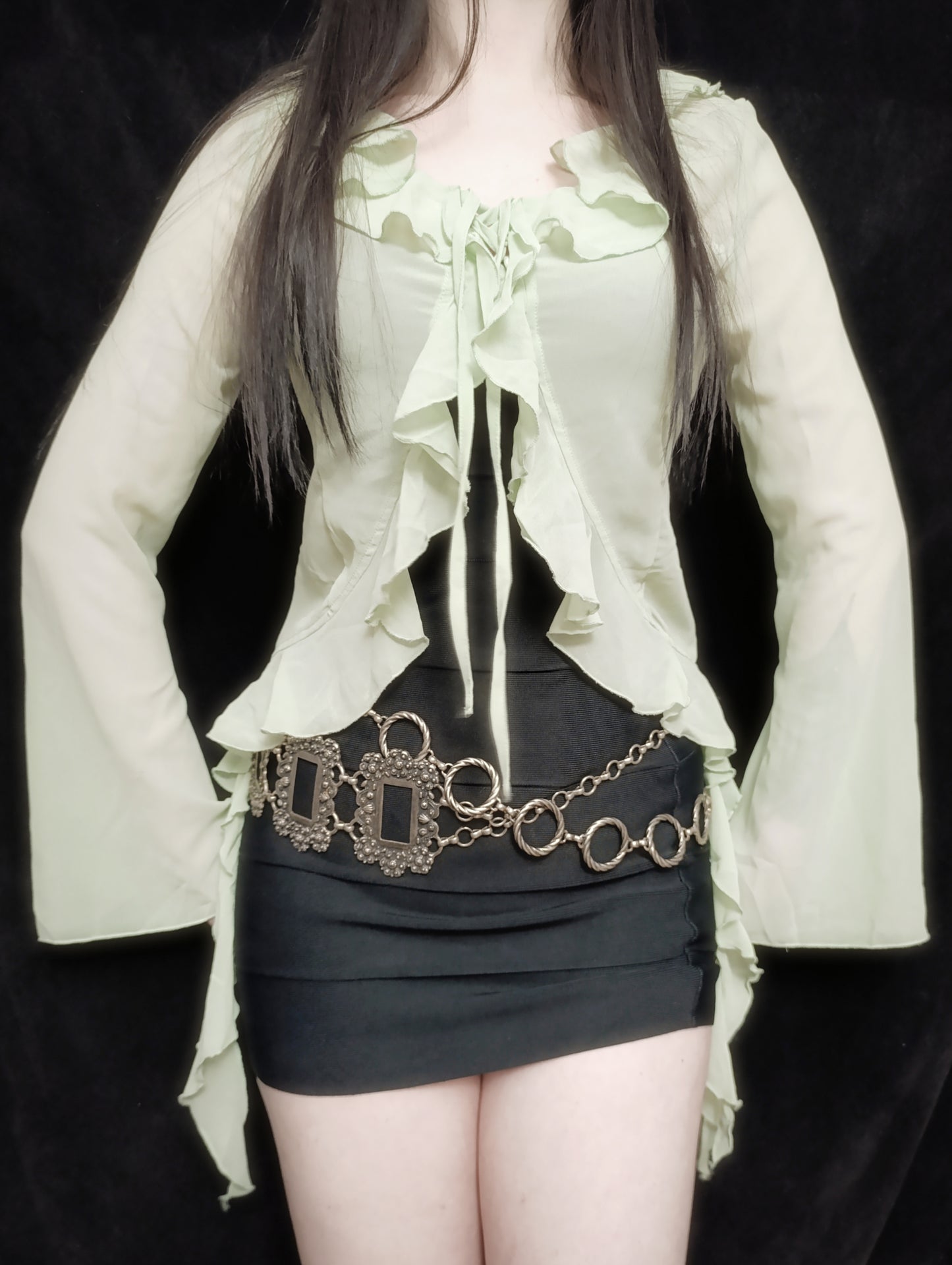 Mint Ruffle Tie Blouse 𝜗ৎ