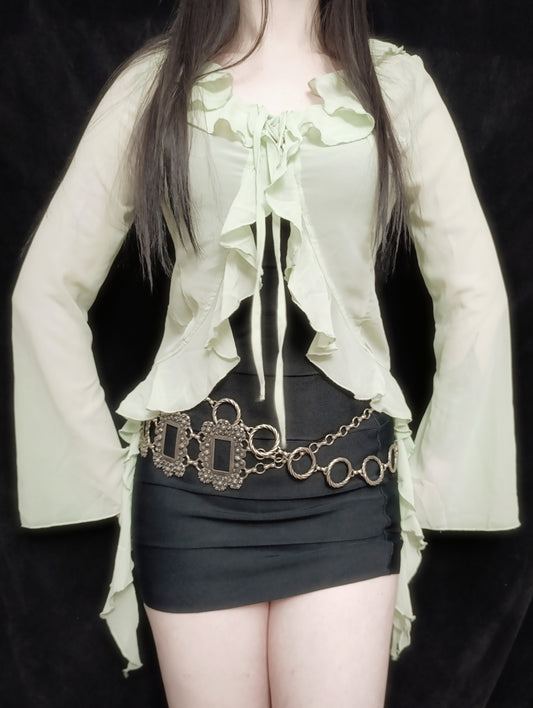 Mint Ruffle Tie Blouse 𝜗ৎ