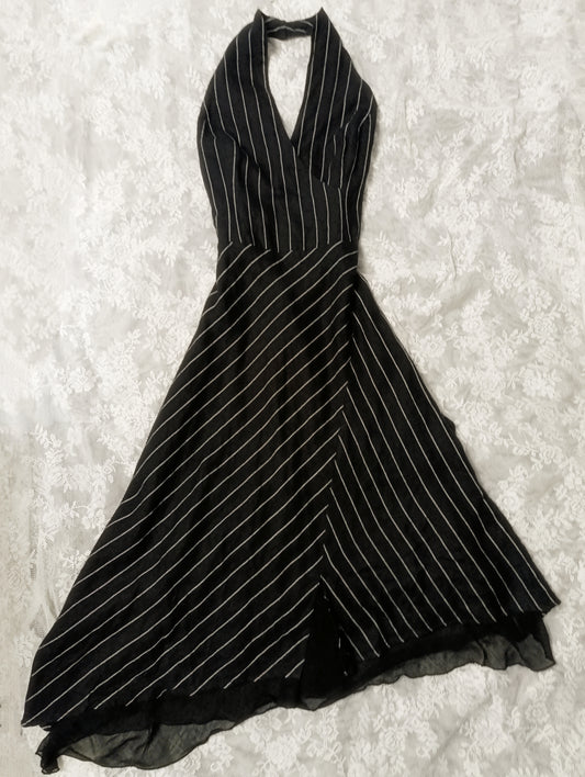 Linen Striped Halter Dress 𝜗ৎ