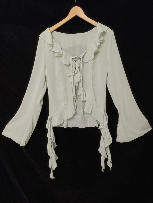 Mint Ruffle Tie Blouse 𝜗ৎ