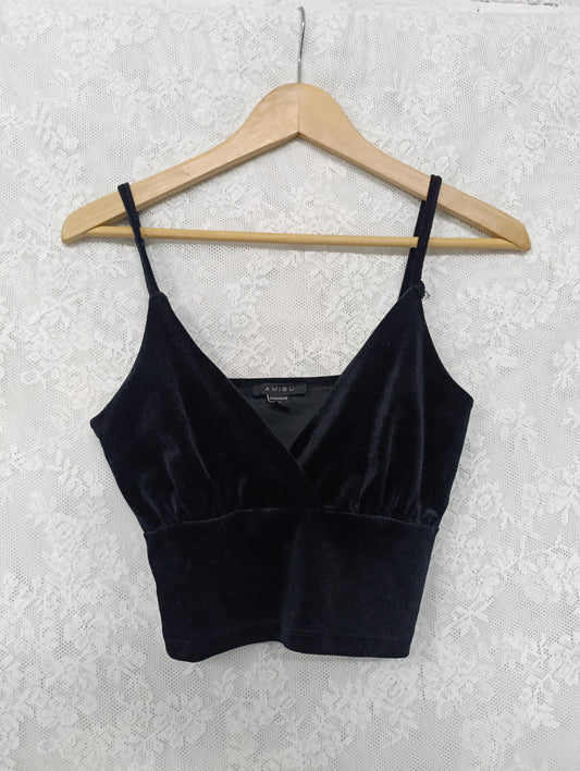 Velvet Cropped Top 𖤐⭒๋࣭