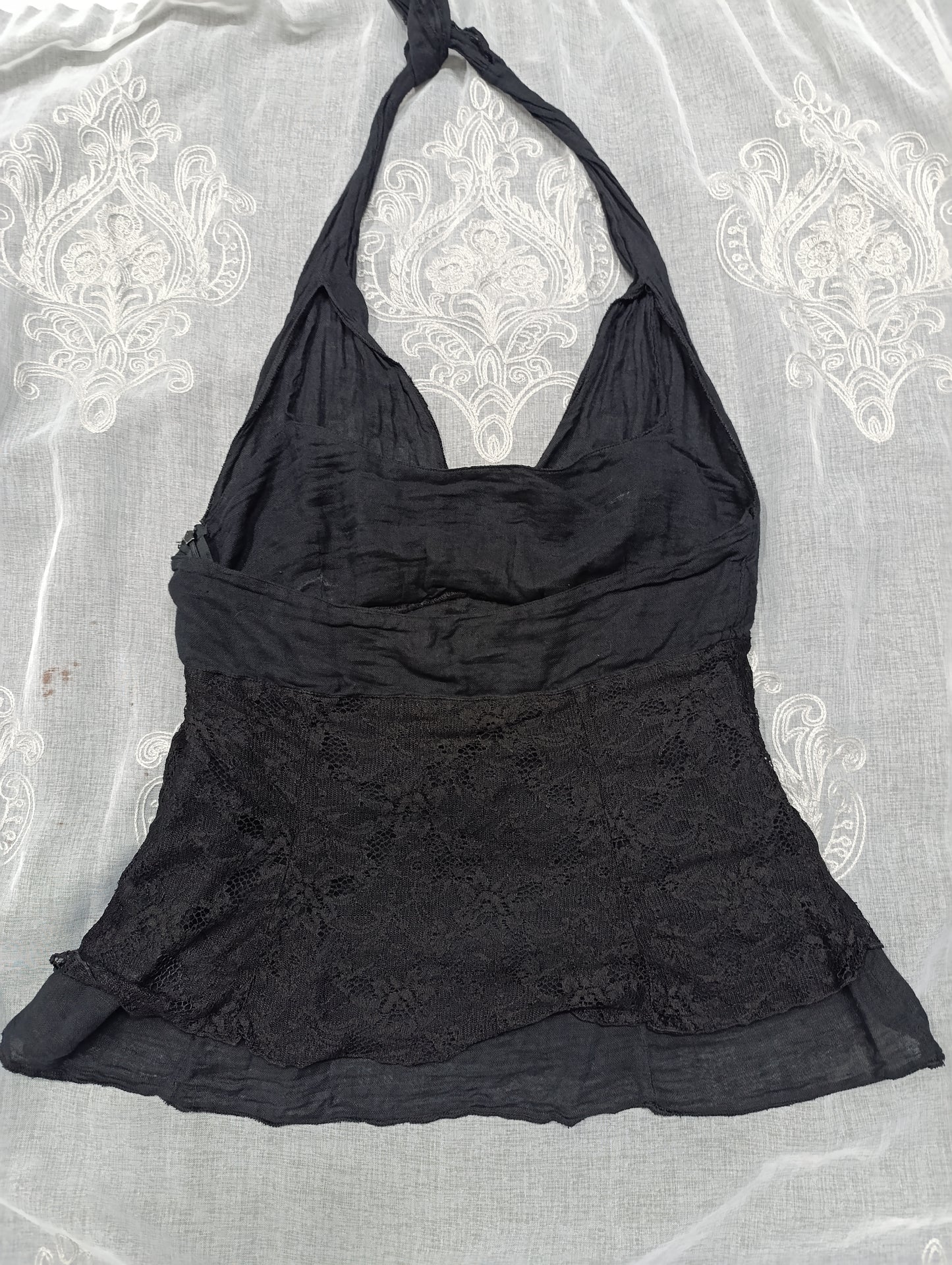 Linen Halter Tie Top 𖤐⭒๋࣭