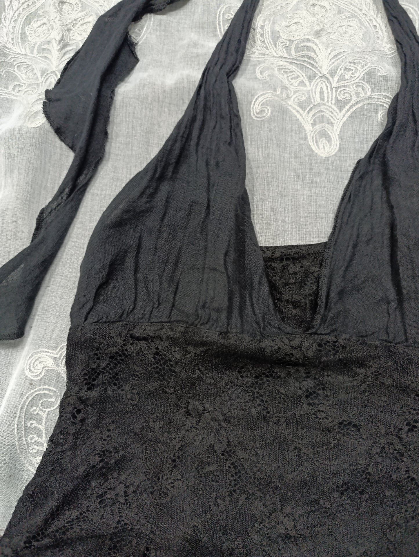 Linen Halter Tie Top 𖤐⭒๋࣭
