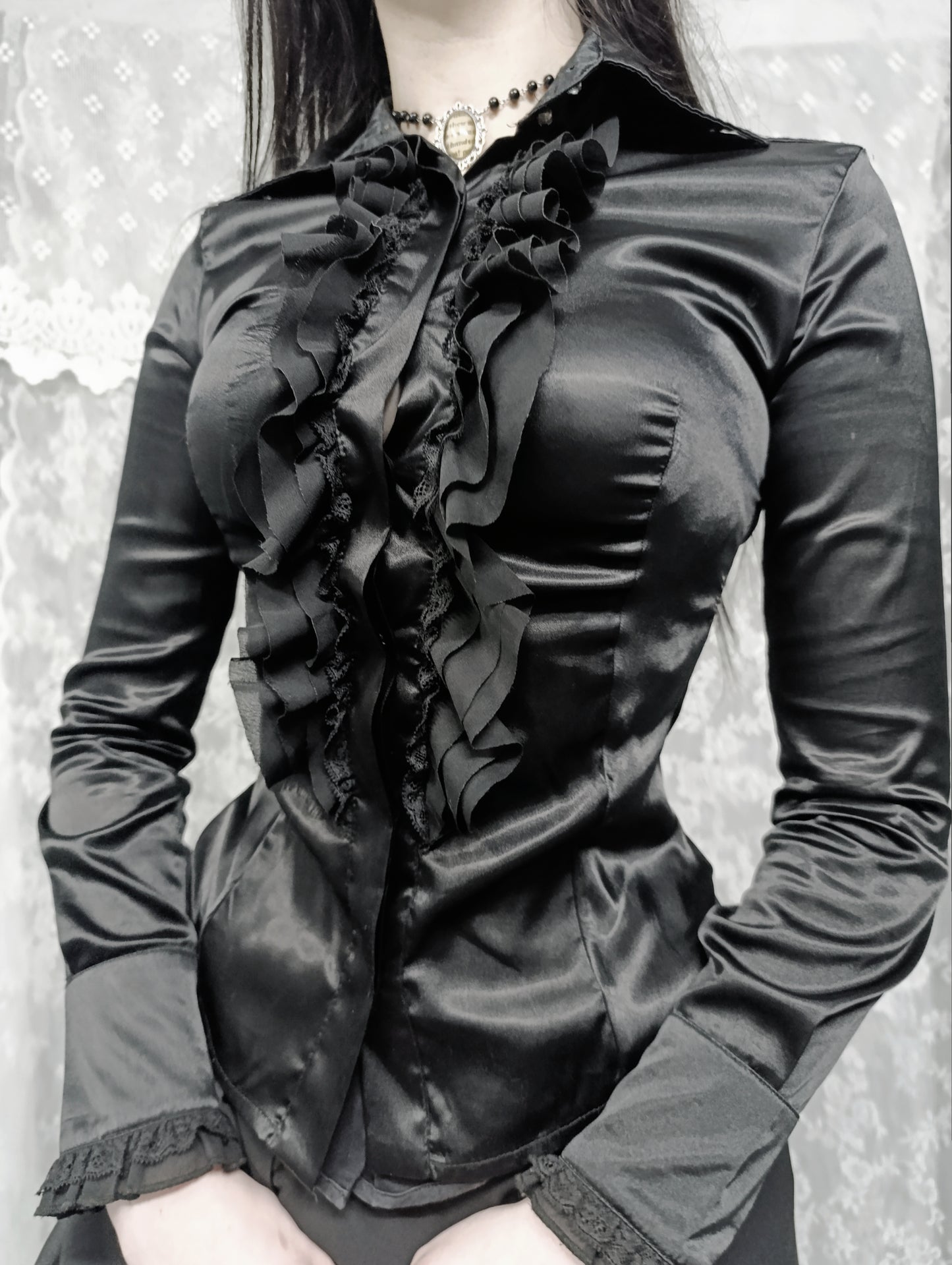 Satin Ruffle Blouse ✞︎