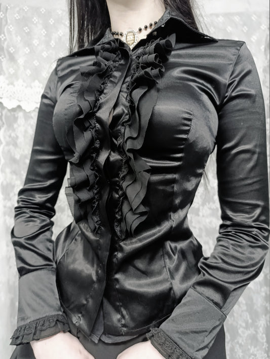Satin Ruffle Blouse ✞︎