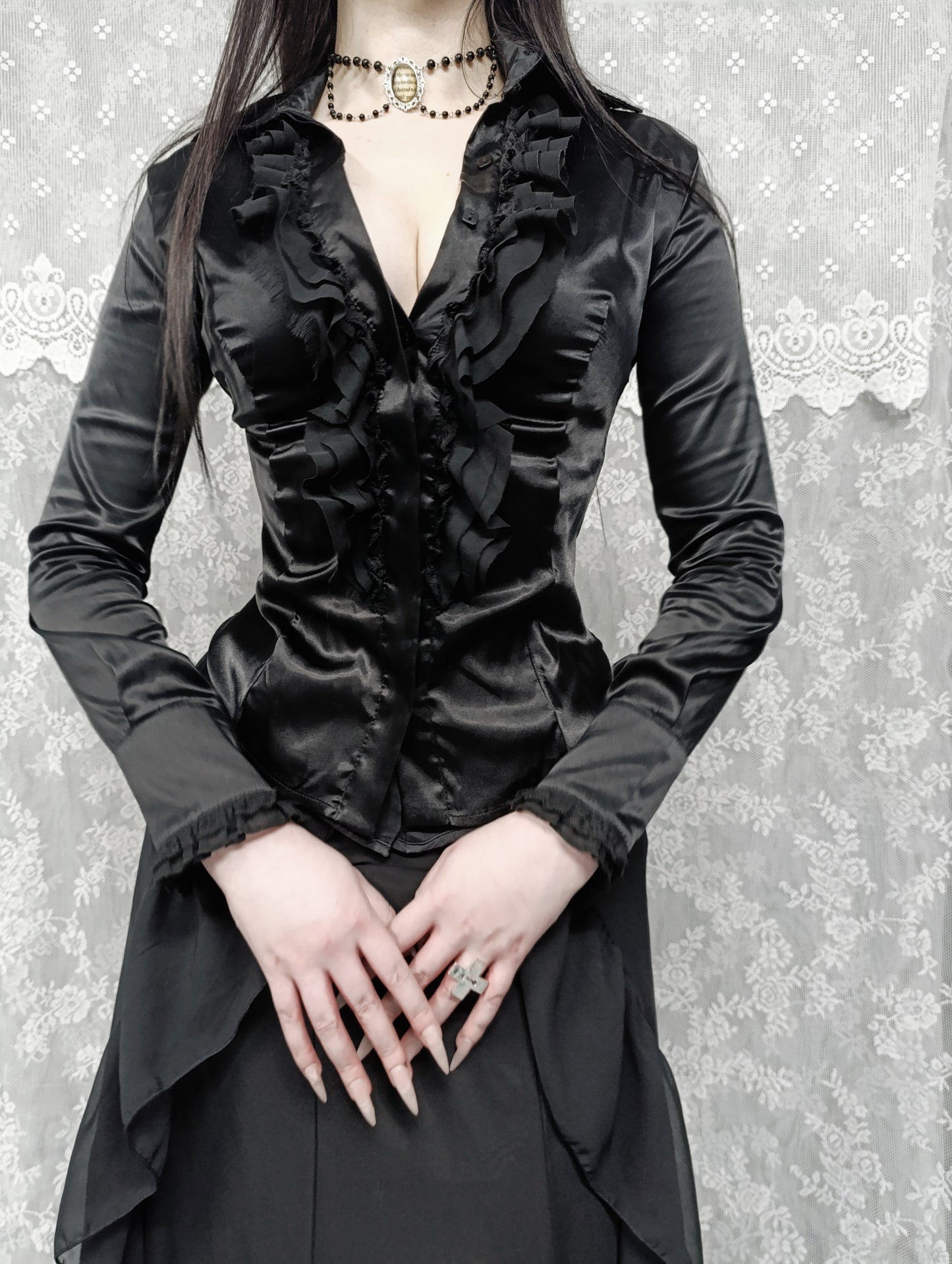Satin Ruffle Blouse ✞︎