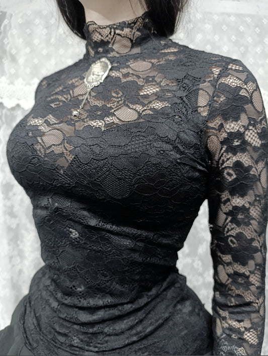 Lace Turtleneck Top -♡´-