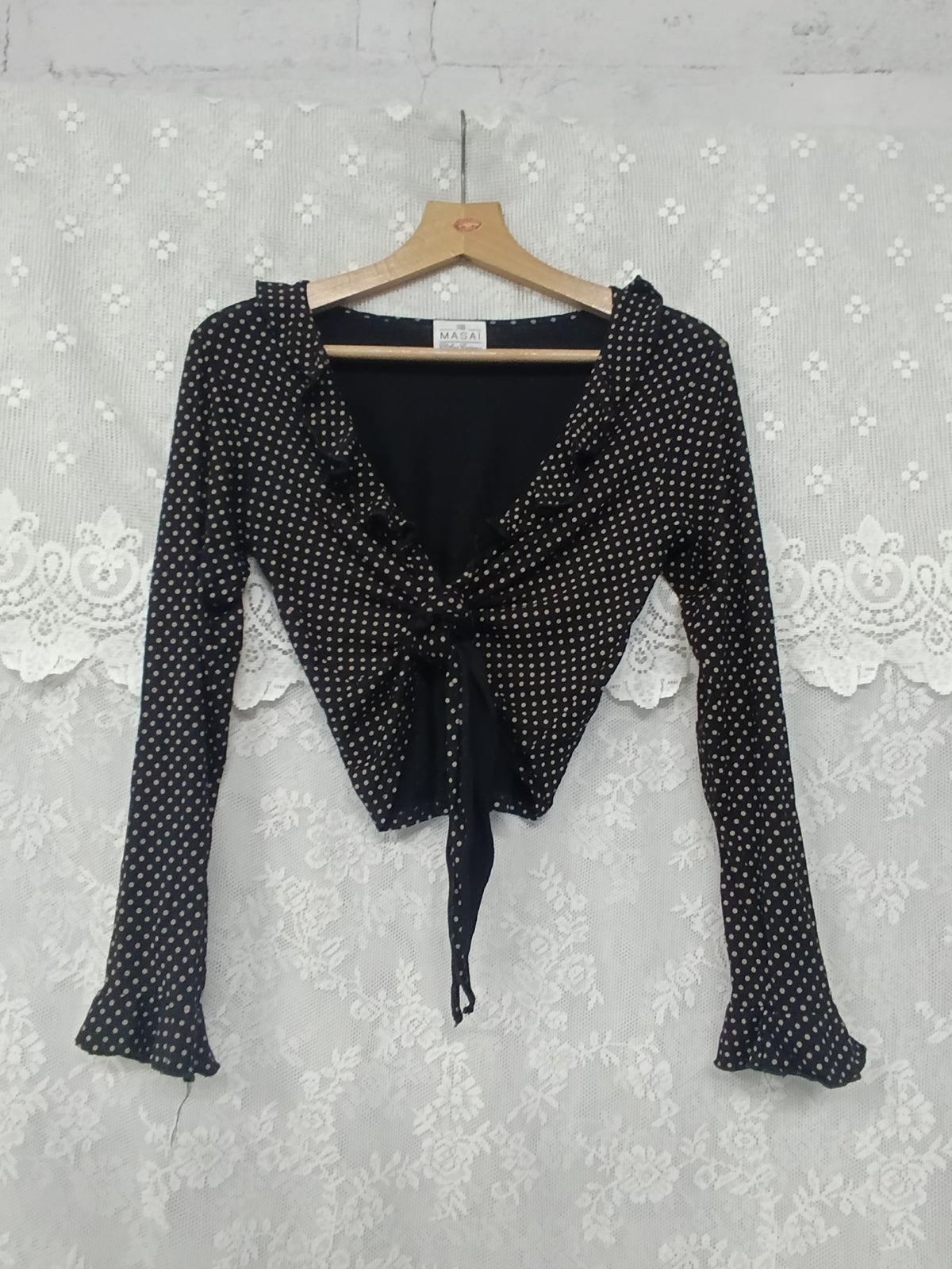 Black Polka Dot Ruffle Blouse ༺♰༻