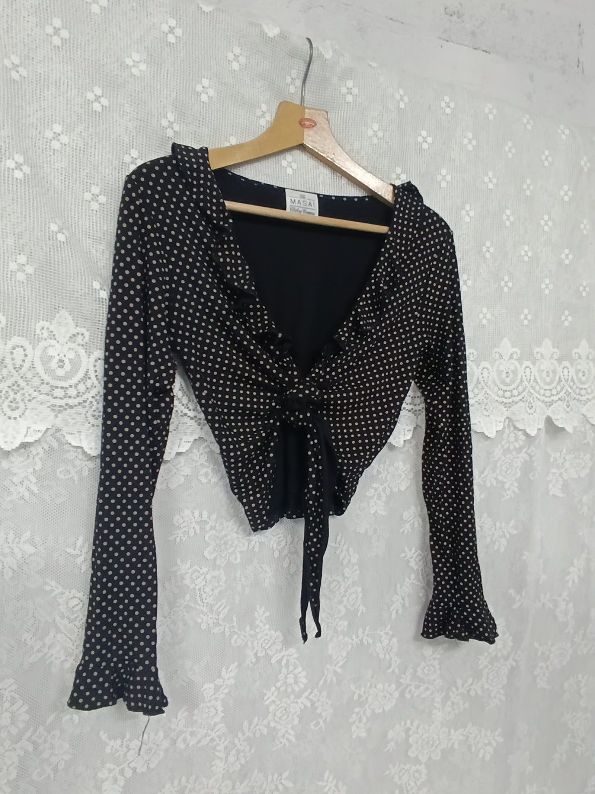 Black Polka Dot Ruffle Blouse ༺♰༻