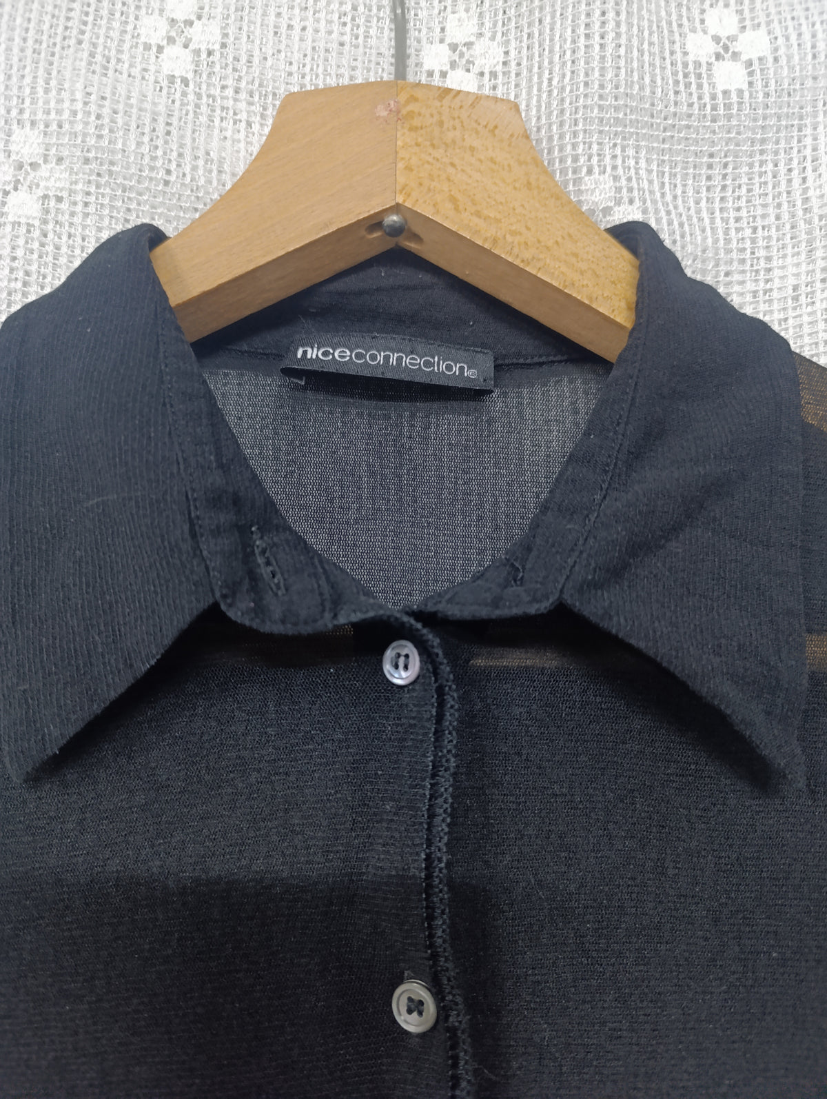 Fitted Mesh Shirt 𖤐⭒๋࣭