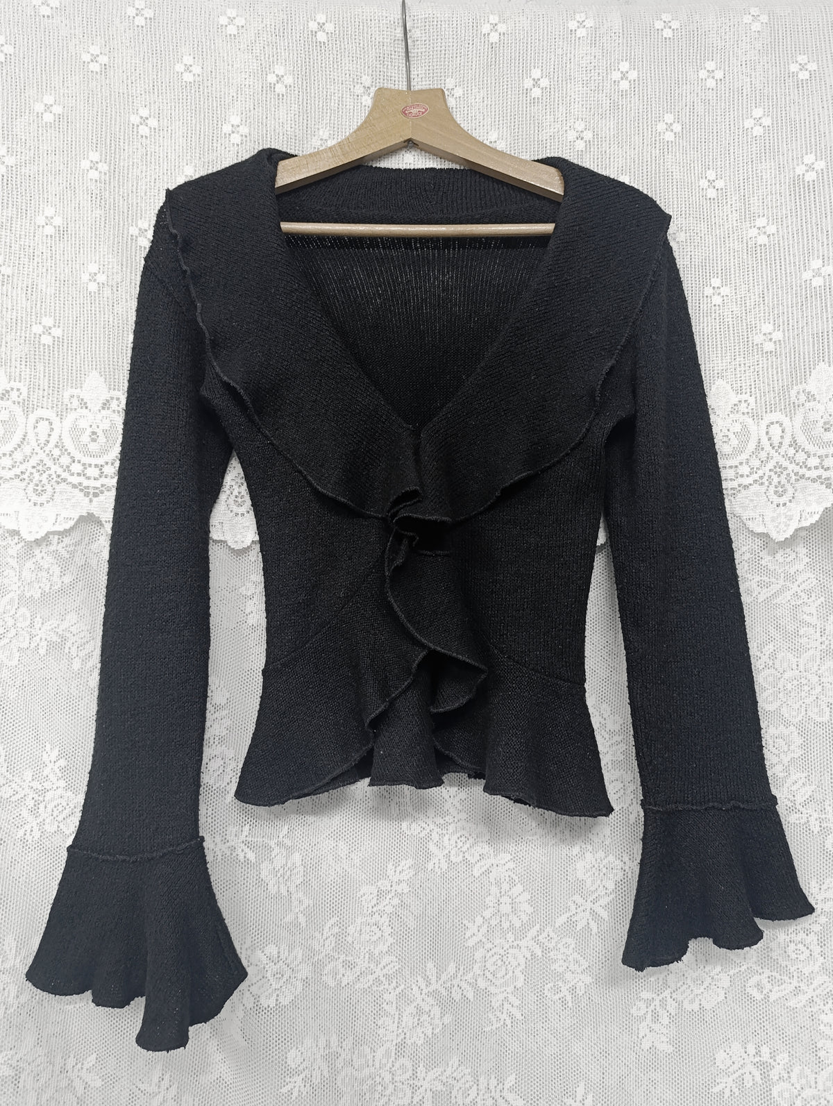 Ruffled Flared Sleeve Sweater 𓋹