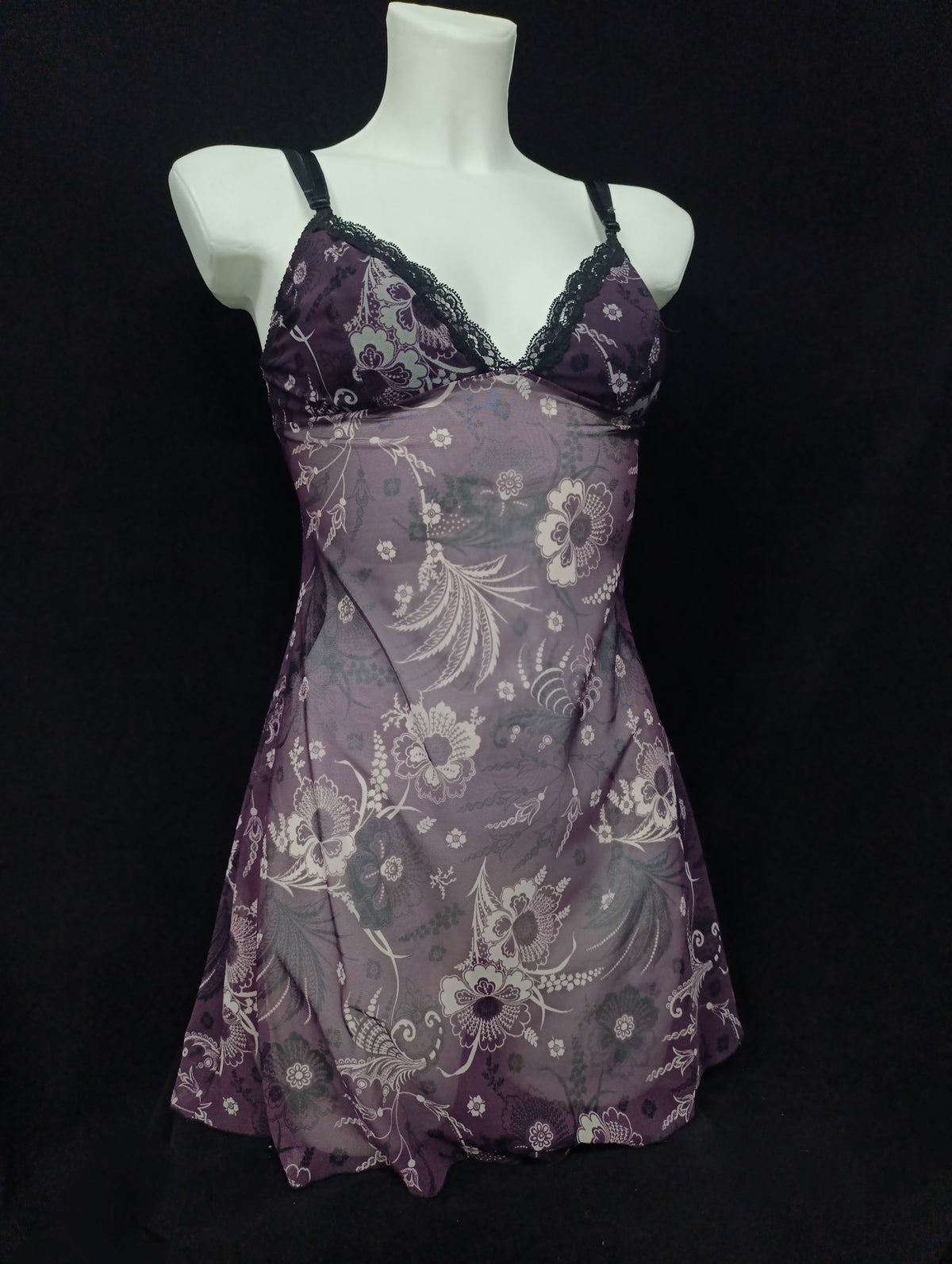 Purple Floral Mesh Slip 𝜗ৎ