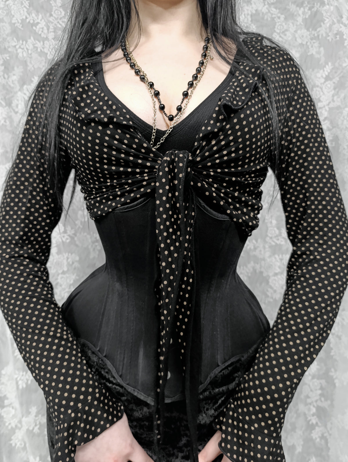 Black Polka Dot Ruffle Blouse ༺♰༻