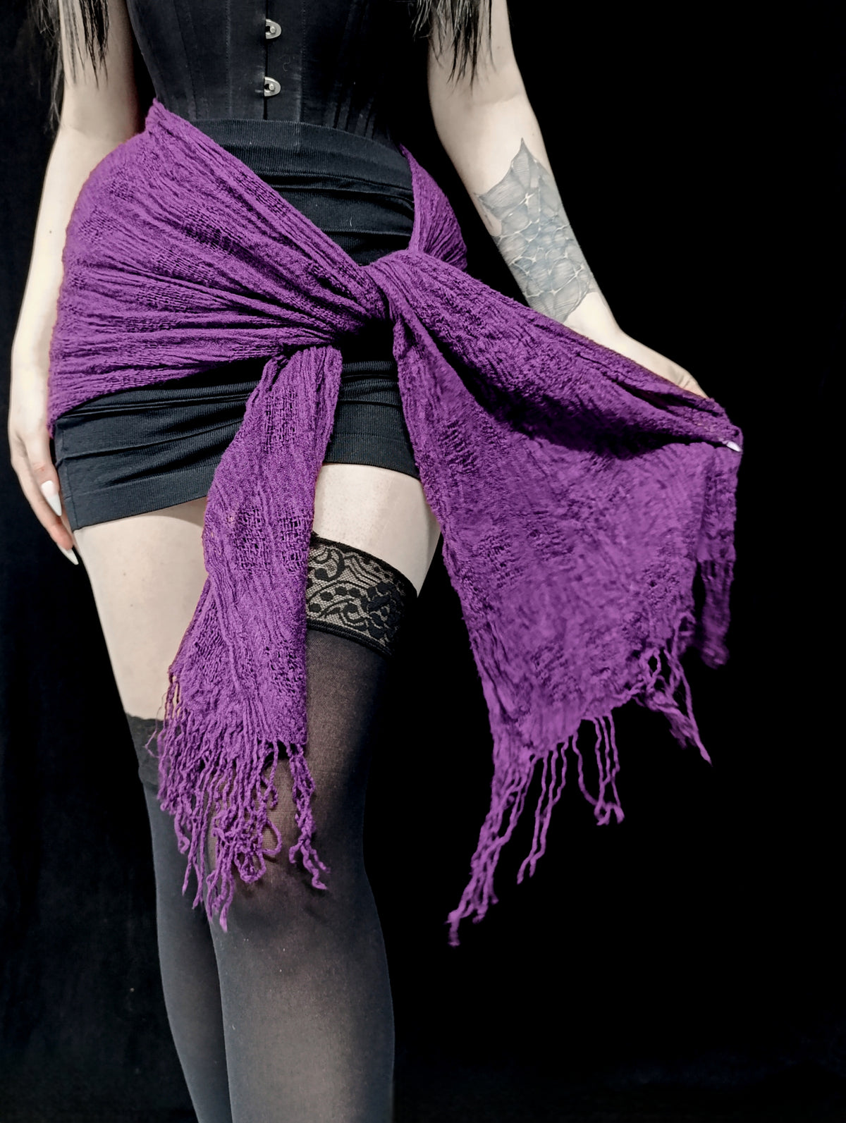 Purple Wool Wrap Scarf જ⁀➴