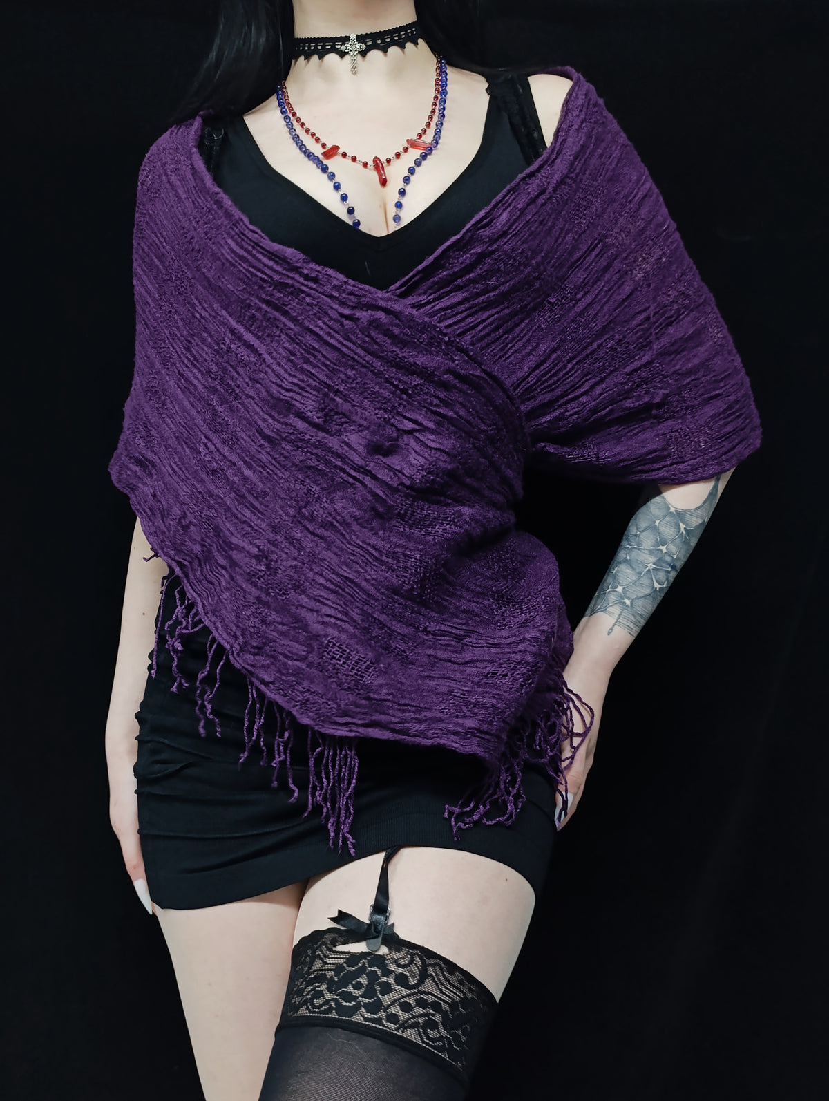 Purple Wool Wrap Scarf જ⁀➴
