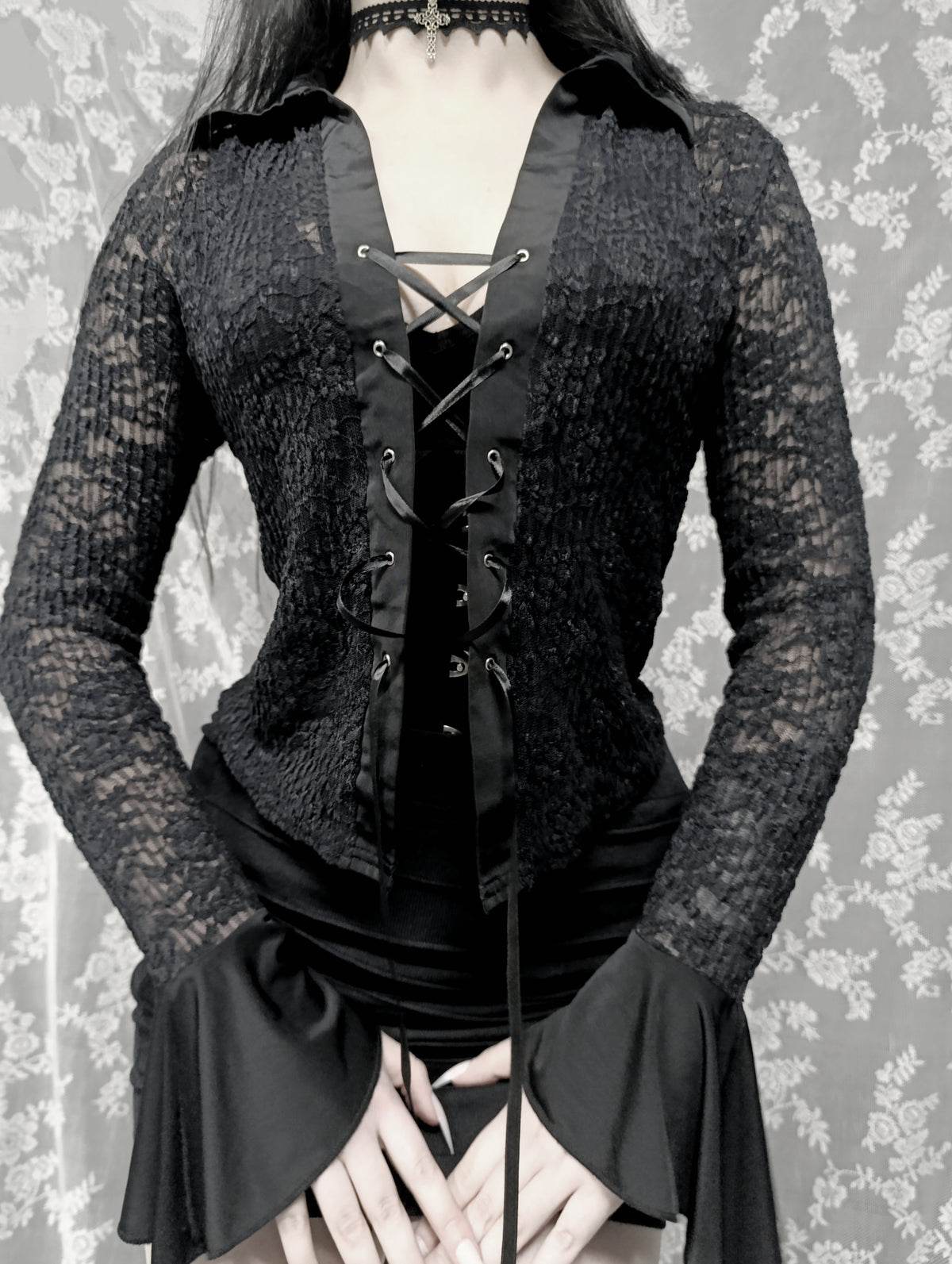 Lace Corset Tie Shirt ✞︎