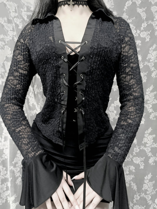 Lace Corset Tie Shirt ✞︎