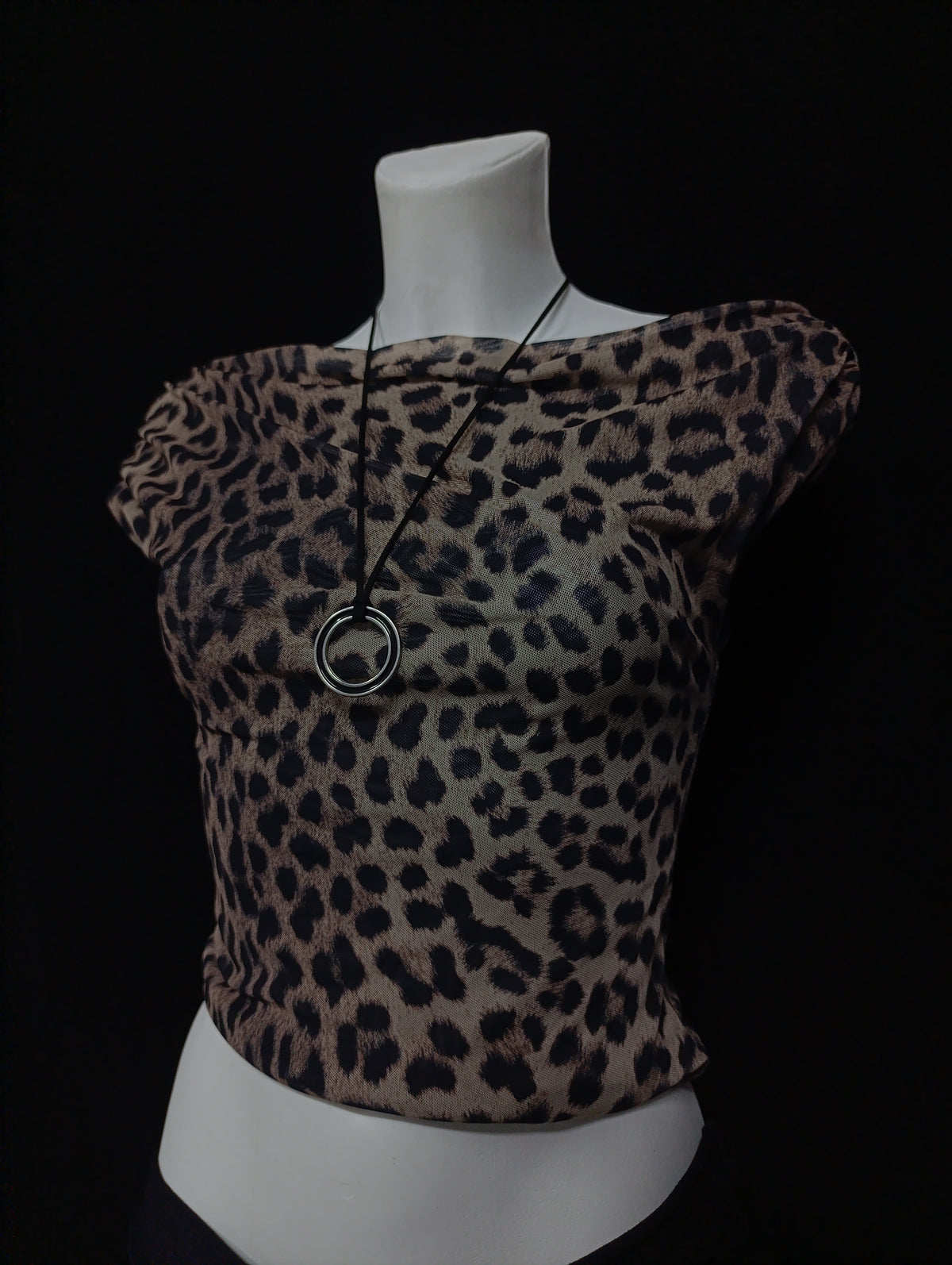 Leopard Asymmetric Mesh Top 𝜗ৎ