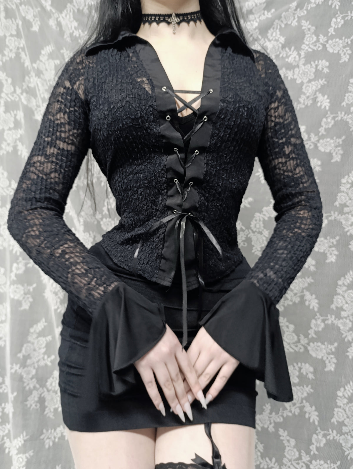 Lace Corset Tie Shirt ✞︎