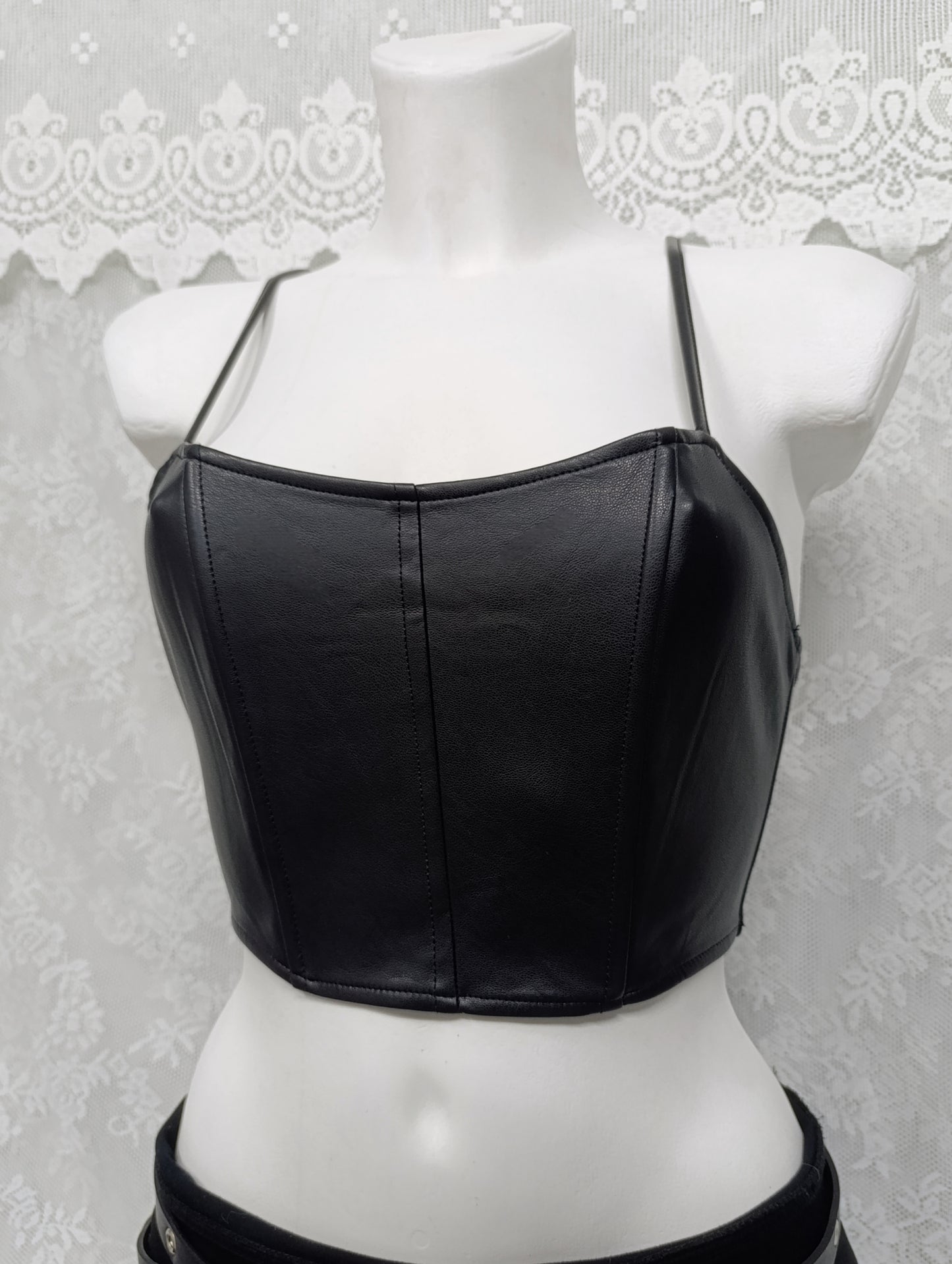 Faux Leather Corset Crop Top ⊹₊⟡⋆