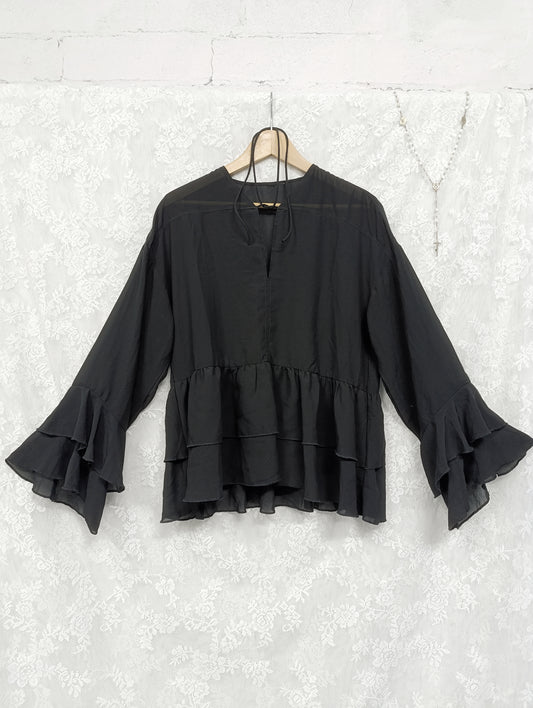 Sheer Ruffle Sleeve Blouse *ੈ✩‧₊˚