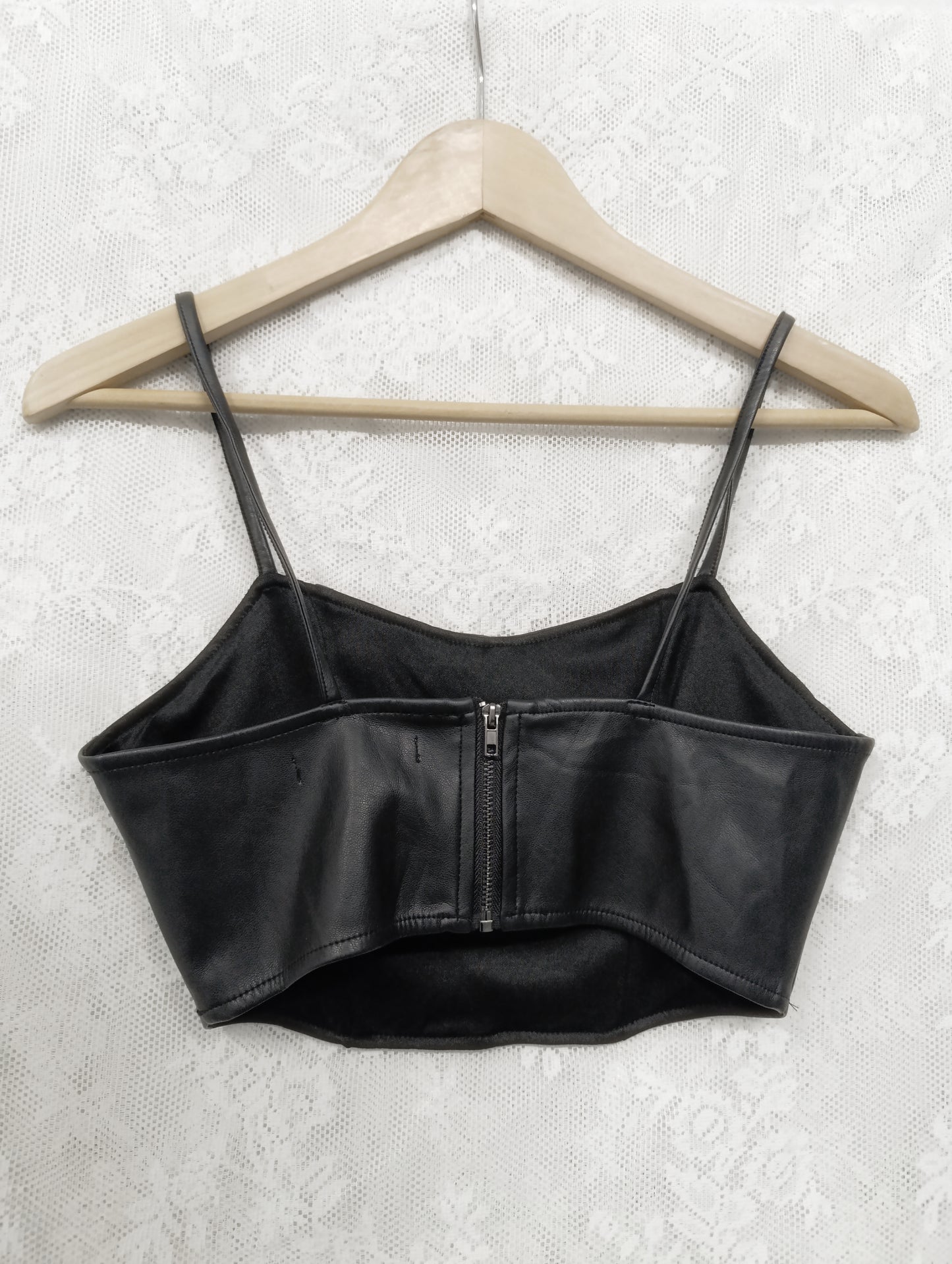 Faux Leather Corset Crop Top ⊹₊⟡⋆