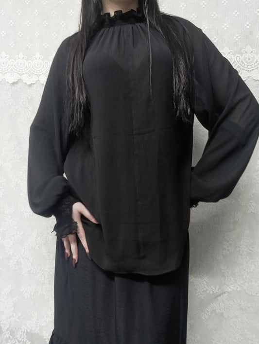 Sheer High Neck Blouse 𓋹