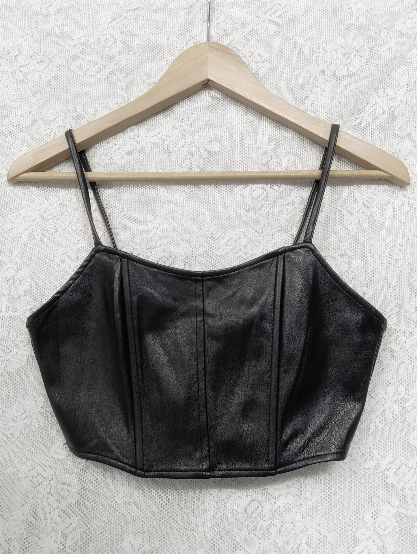 Faux Leather Corset Crop Top ⊹₊⟡⋆