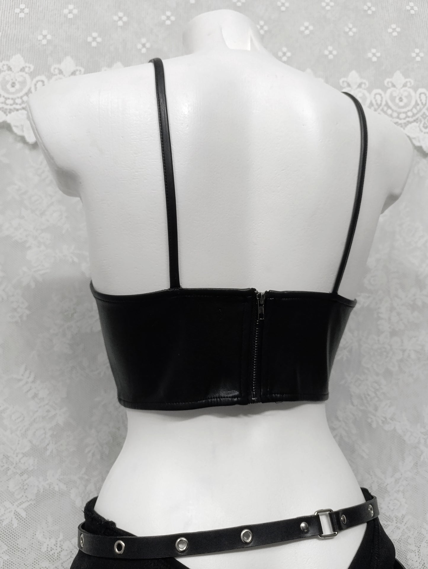 Faux Leather Corset Crop Top ⊹₊⟡⋆