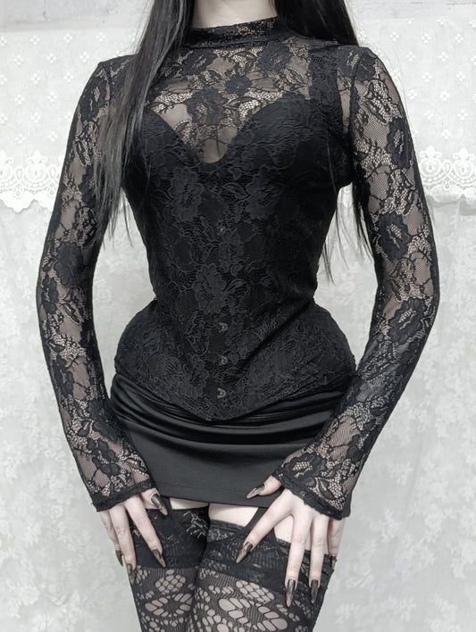 Floral Lace Highneck Top ✞︎