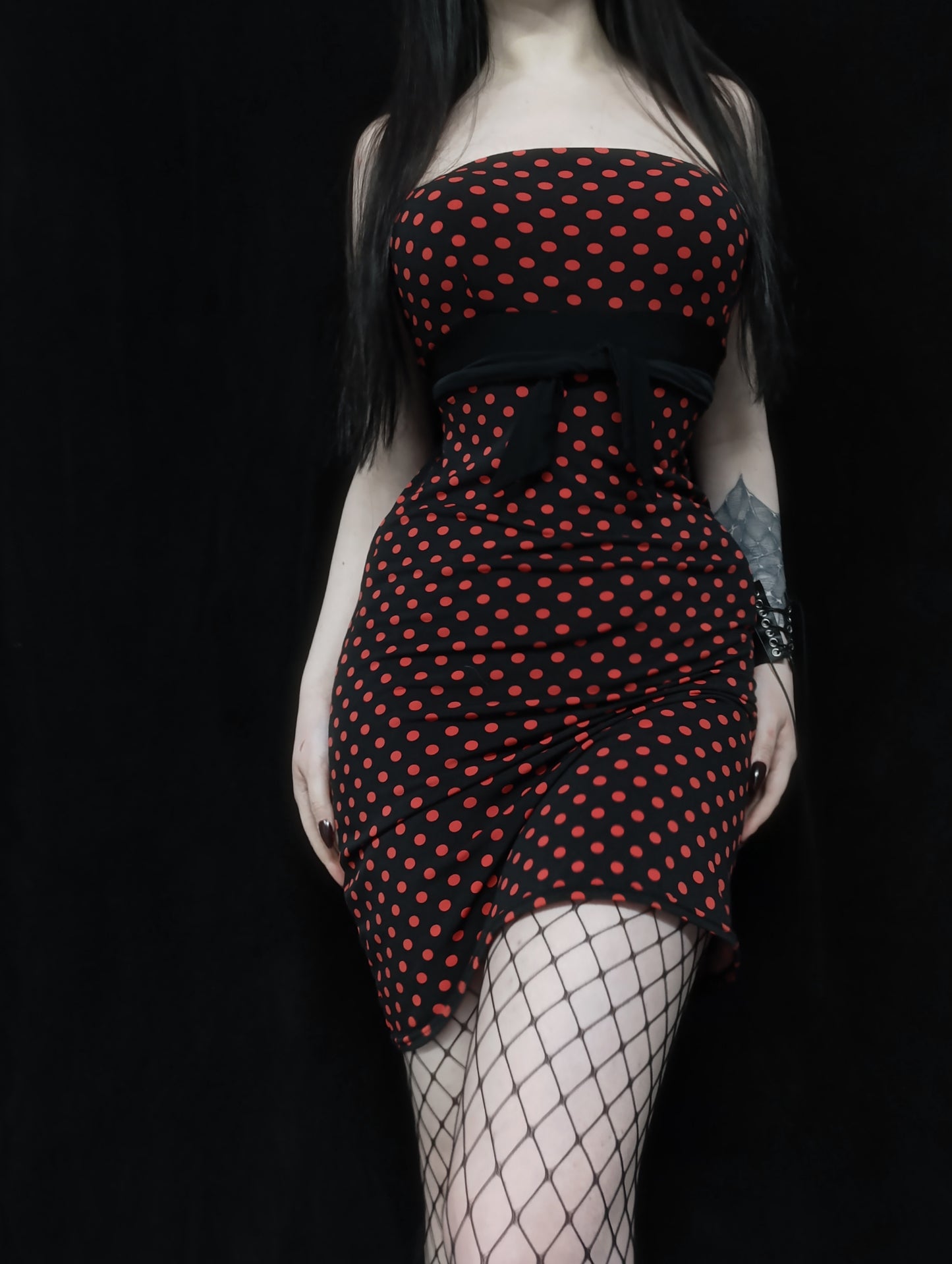 Red Polka Dot Tube Dress *ੈ✩‧₊˚